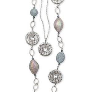 Marine - Silver, Blue and Taupe Necklace